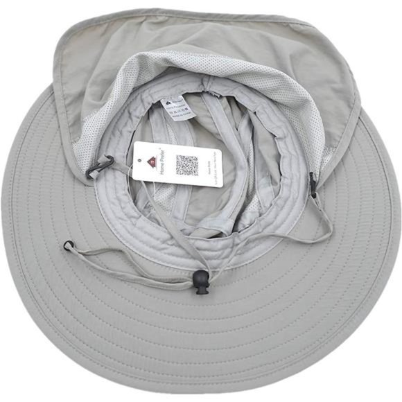 Mens UPF 50+ Sun Protection Cap Wide Brim Fishing Hat with Neck Flap - Picture 3 of 3